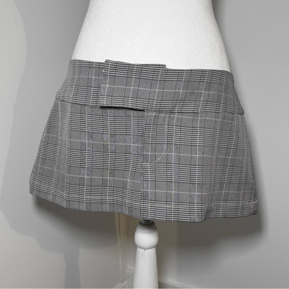 Gray Plaid Mini Skirt